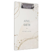 エレガント抽象芸術グリッターアイボリー金ゴールド水彩 クリップボード (右)