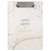 エレガント抽象芸術グリッターアイボリー金ゴールド水彩 クリップボード (正面)