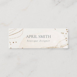 エレガント抽象芸術グリッターアイボリー金ゴールド水彩 スキニー名刺