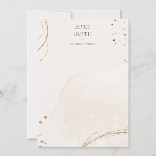 エレガント抽象芸術グリッターアイボリー金ゴールド水彩 ノートカード (正面)