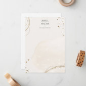 エレガント抽象芸術グリッターアイボリー金ゴールド水彩 ノートカード (正面/裏面インサイチュ)