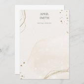 エレガント抽象芸術グリッターアイボリー金ゴールド水彩 ノートカード (正面/裏面)