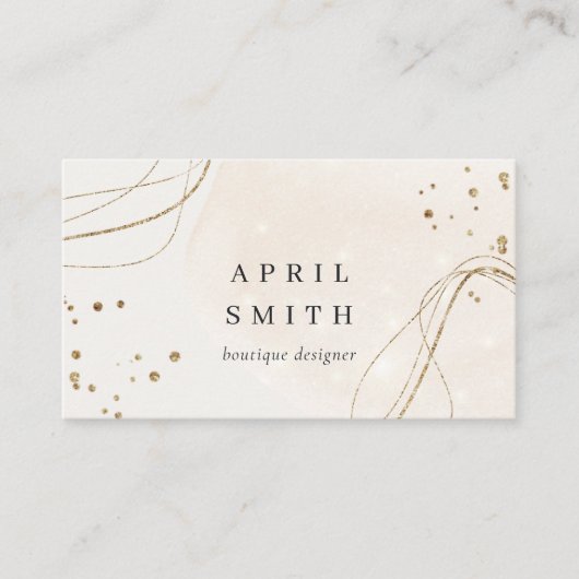 エレガント抽象芸術グリッターアイボリー金ゴールド水彩 名刺 (正面)