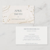 エレガント抽象芸術グリッターアイボリー金ゴールド水彩 名刺 (正面/裏面)