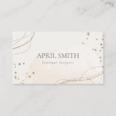 エレガント抽象芸術グリッターアイボリー金ゴールド水彩 名刺 (正面)