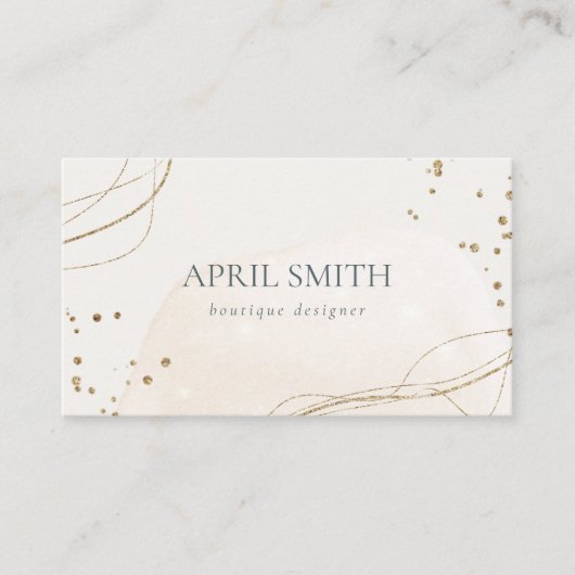 エレガント抽象芸術グリッターアイボリー金ゴールド水彩 名刺 (正面)