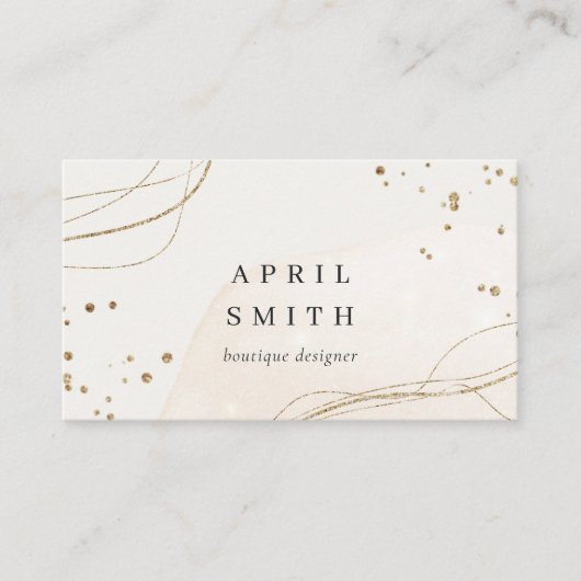 エレガント抽象芸術グリッターアイボリー金ゴールド水彩 名刺 (正面)