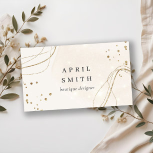 エレガント抽象芸術グリッターアイボリー金ゴールドQRコード 名刺