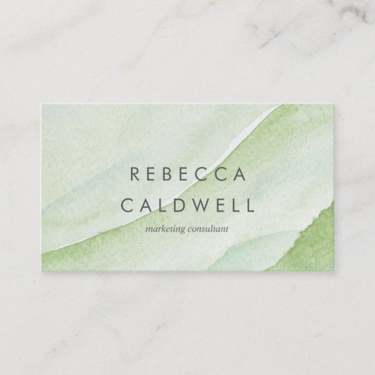 エレガント抽象芸術グリーンウェーブの水色 名刺 (正面)