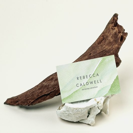 エレガント抽象芸術グリーンウェーブの水色 名刺