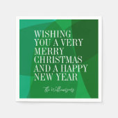 エレガント抽象芸術グリーンフェスティバルクリスマカスタムス スタンダードカクテルナプキン (正面)