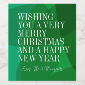 エレガント抽象芸術グリーンフェスティバルクリスマカスタムス ワインラベル (シングルラベル)