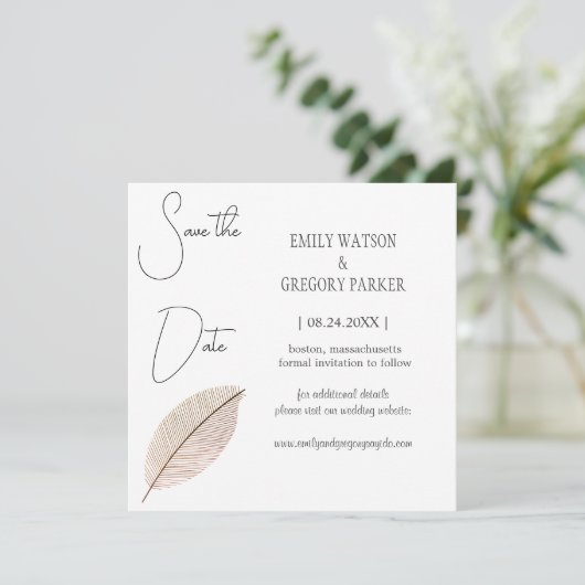 エレガント抽象芸術シートのミニマル救写真 セーブザデート (スタンド正面)