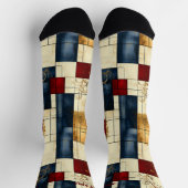 エレガント抽象芸術ソックス：レトロ幾何学的デザイン ソックス (上部)