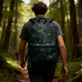 エレガント抽象芸術ダークグリーン絞り染めパターン プリントバックパック