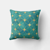 エレガント抽象芸術ティール(緑がかった色)金ゴールドグリッターパターン クッション (裏面)