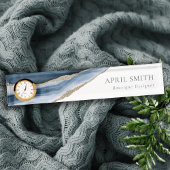 エレガント抽象芸術ネイビーブルーアガテ金ゴールド水彩 デスクネームプレート