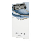 エレガント抽象芸術ネイビーブルーアガテ金ゴールド水彩 ミニクリップボード (アングル2)