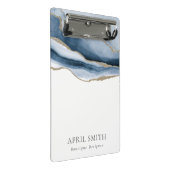 エレガント抽象芸術ネイビーブルーアガテ金ゴールド水彩 ミニクリップボード (アングル)