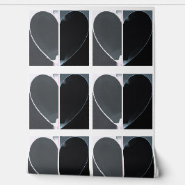 エレガント抽象芸術ハーフハートパターンブラック&ホワイト 壁紙