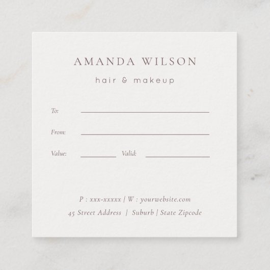 エレガント抽象芸術バラ金ゴールド紫のギフト証明書 スクエア名刺 (裏面)