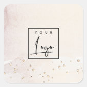 エレガント抽象芸術バラ金ゴールド紫色の水色ロゴ スクエアシール (正面)