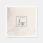 エレガント抽象芸術バラ金ゴールド紫色の水色ロゴ スタンダードカクテルナプキン (正面)