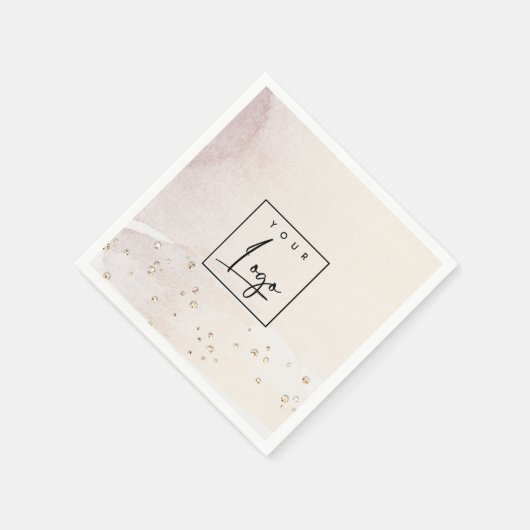 エレガント抽象芸術バラ金ゴールド紫色の水色ロゴ スタンダードカクテルナプキン (角)