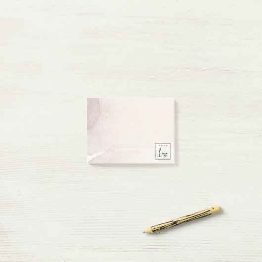 エレガント抽象芸術バラ金ゴールド紫色の水色ロゴ ポストイット (デスク上)