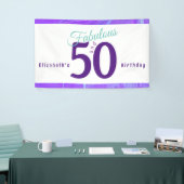 エレガント抽象芸術パープルティール（緑がかった色）50誕生日 横断幕 (トレードショー)