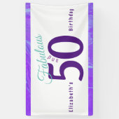 エレガント抽象芸術パープルティール（緑がかった色）50誕生日 横断幕 (縦)