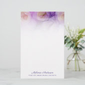 エレガント抽象芸術パープルバラ文房具紙 便箋 (スタンド正面)