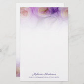 エレガント抽象芸術パープルバラ文房具紙 便箋 (正面/裏面)