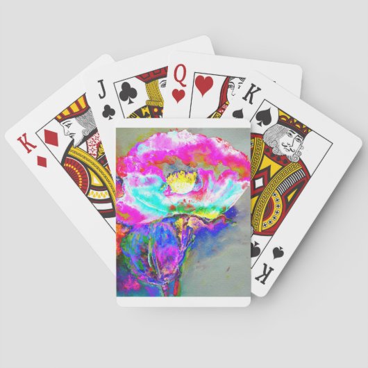 エレガント抽象芸術ピンクフローラポ絵を描ピー トランプ (裏面)