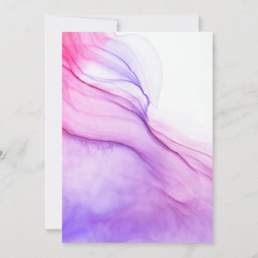 エレガント抽象芸術ピンク紫金ゴールドフレ結婚ーム 招待状 (裏面)