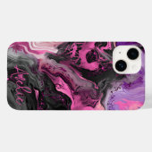 エレガント抽象芸術ピンク色の黒い流体アート Case-Mate iPhoneケース (裏面 (横))