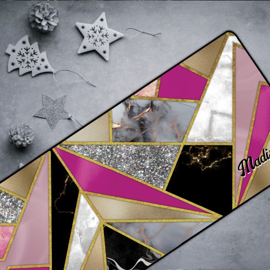 エレガント抽象芸術ピンク黒 デスクマット