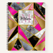 エレガント抽象芸術ピンク黒 ノートブック (正面)