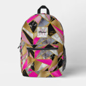 エレガント抽象芸術ピンク黒 プリントバックパック (正面)