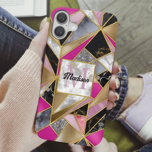 エレガント抽象芸術ピンク黒 Case-Mate iPhoneケース