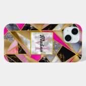 エレガント抽象芸術ピンク黒 Case-Mate iPhoneケース (裏面 (横))