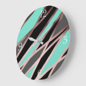 エレガント抽象芸術フェイクバラ金ゴールドブラックグレーミント ラージ壁時計 (傾斜)