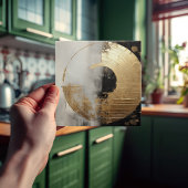 エレガント抽象芸術フェイク金ゴールドとモノクロ油 タイル