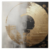 エレガント抽象芸術フェイク金ゴールドとモノクロ油 タイル (正面)