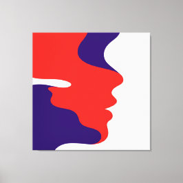 エレガント抽象芸術フローリングレッド&パープル顔アート キャンバスプリント