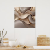 エレガント抽象芸術フロー – ミニマル金ゴールド&チューペワ ポスター (キッチン)