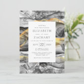 エレガント抽象芸術ブラック・グレイ・金ゴールド結婚ズ 招待状 (スタンド正面)