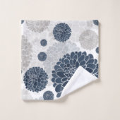 エレガント抽象芸術ブルーダリア花 バスタオルセット (ウォッシュタオル)