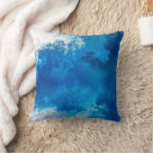 エレガント抽象芸術ブルー海波アクリル美術 | クッション (ブランケット)