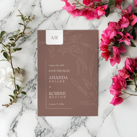 エレガント抽象芸術ミニマ結婚リスト セーブザデート